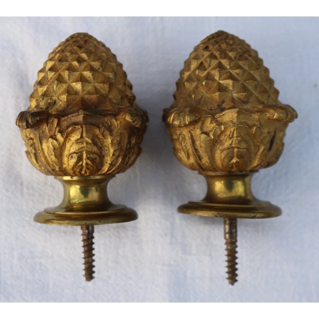Simply gorgeous gilded bronze finials designed for use as bed post finials, curtain rods, staircase finials. The intricate...