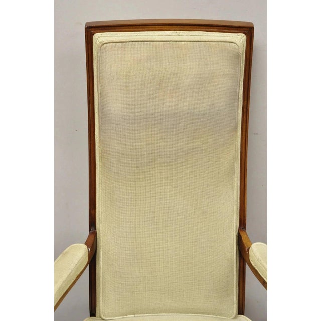 Mid 20th Century Vintage Italian Hollywood Regency Tall Back Upholstered Cherry Lounge Arm Chair For Sale - Image 5 of 12