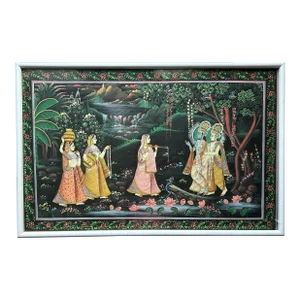 Vintage Original Large Framed Indian Hindu Wedding Painting