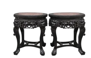 19th Century Chinese Carved Hardwood Occasional Table, 1880s, Set of 2