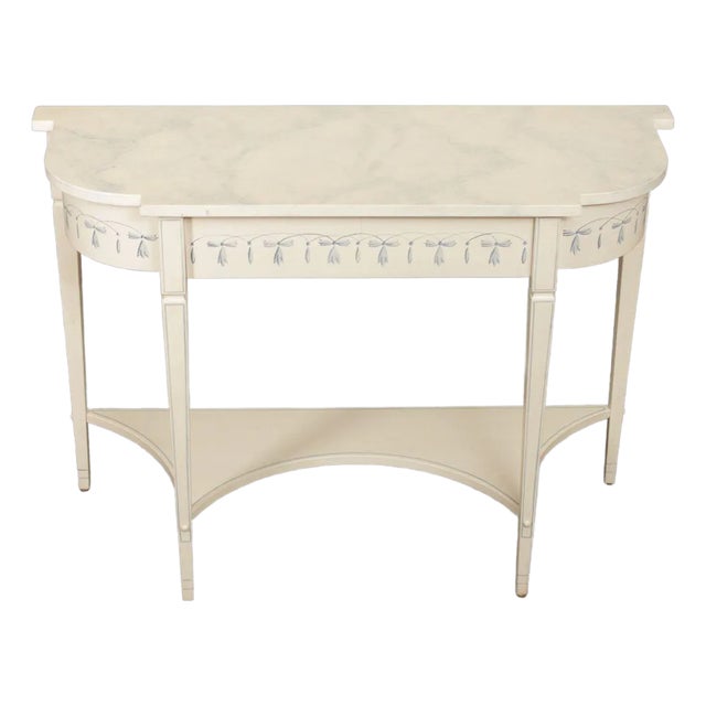 The Patterson Studio Hand Painted Blue and White Console Table For Sale