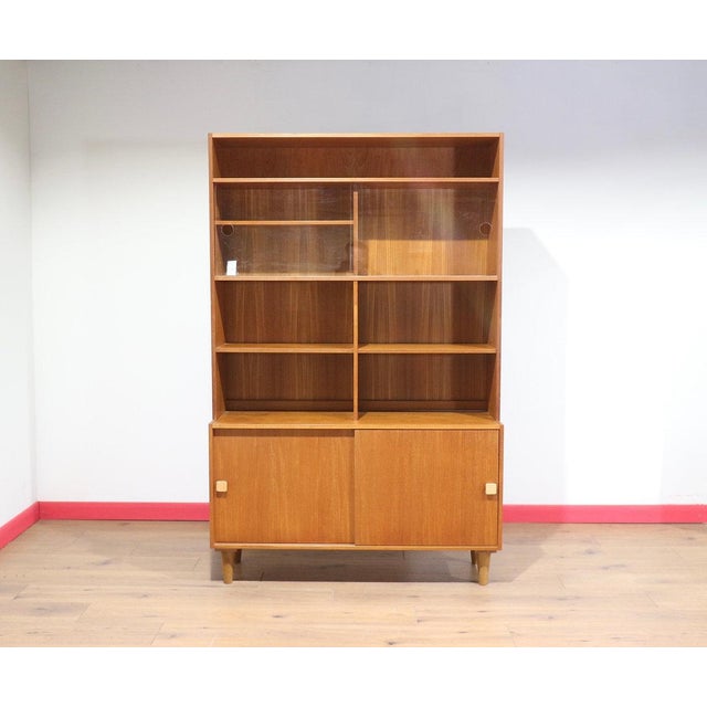 Brown Mid Century Modern Vintage Teak Display China Cabinet by Domino Mobler Danish For Sale - Image 8 of 15