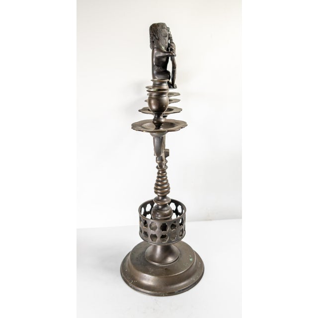 19th Century European Bronze Candlestick With Lion and Amsterdam City Shield For Sale - Image 4 of 18