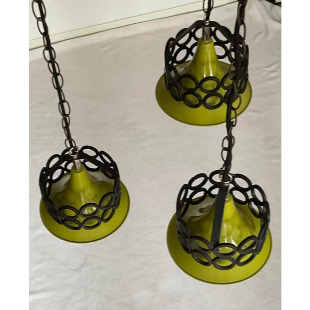 Vintage 50s Mid Century 3 Lights Pendant Ceiling Light Chandelier For Sale - Image 11 of 12
