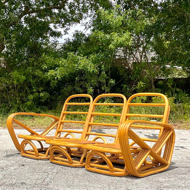 Vintage Coastal Four Strand Bent Rattan Sofa After Frankl For Sale In West Palm - Image 6 of 12