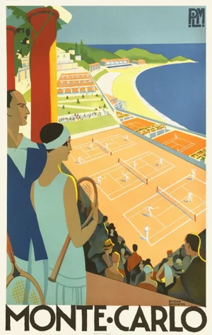 1990s Roger Broders Monte-Carlo Tennis Masters Poster