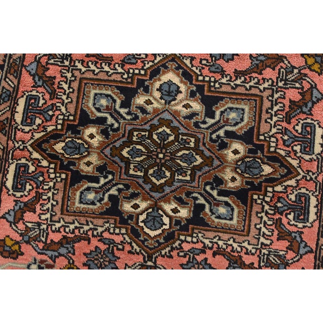 Textile Ardabil Rug 3’3” X 4’10” Pink Wool/Silk Vintage Hand-Knotted Oriental Carpet For Sale - Image 7 of 12