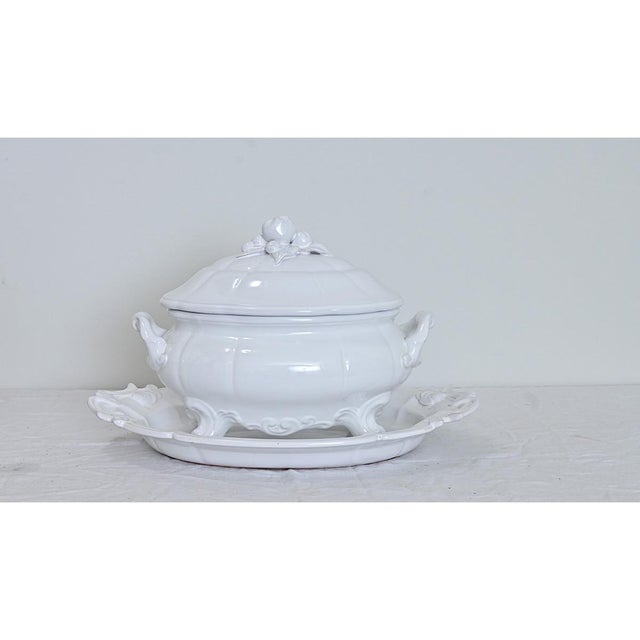 A pair of vintage French serving pieces by Lallier of Moustiers (Provence), that includes a gorgeous handmade faïence...