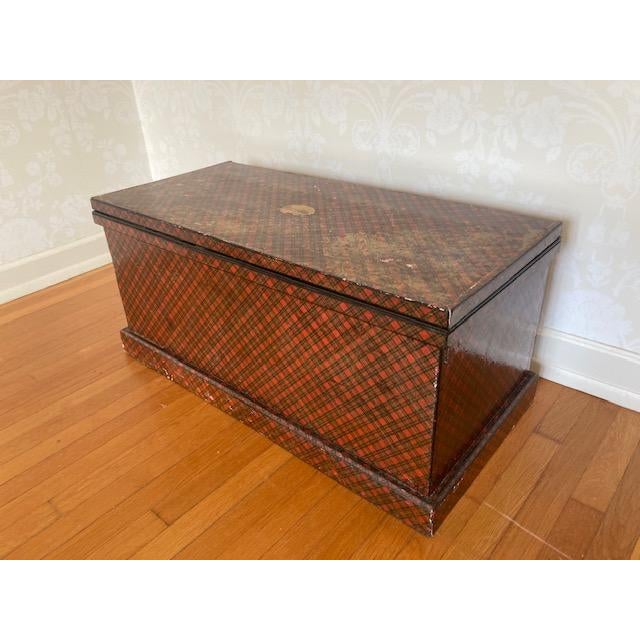 19th c. Antique Scottish Tartanware Trunk. These large tartaneware pieces are very hard to come by. The interior has a...