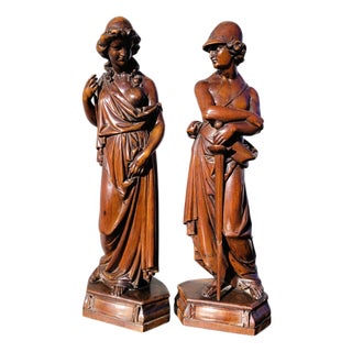 Wooden Sculptures, 19th Century, Set of 2 For Sale
