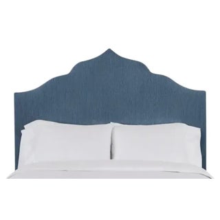 Clementine California King Headboard, Navy Linen For Sale