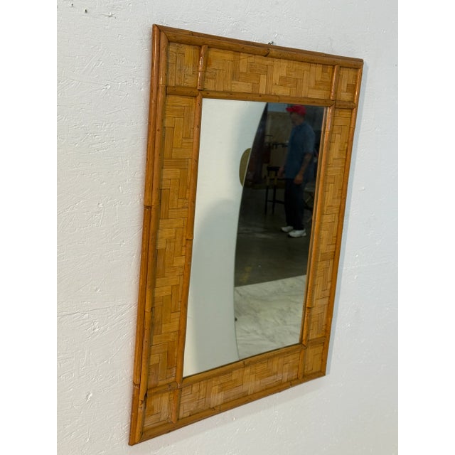 Vintage Rattan and Bamboo Wall Mirror For Sale In Los Angeles - Image 6 of 6