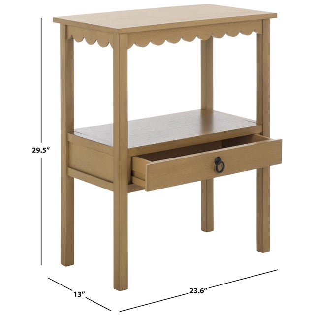 Contemporary Heaven Scalloped Low Drawer Accent Table in Desert Brown For Sale - Image 3 of 10