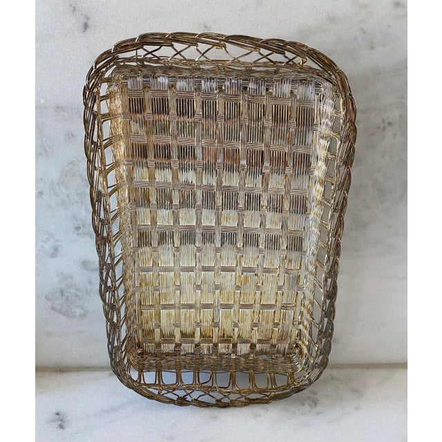 Shabby Chic Vintage Silver Plated Metal Basket For Sale - Image 3 of 10