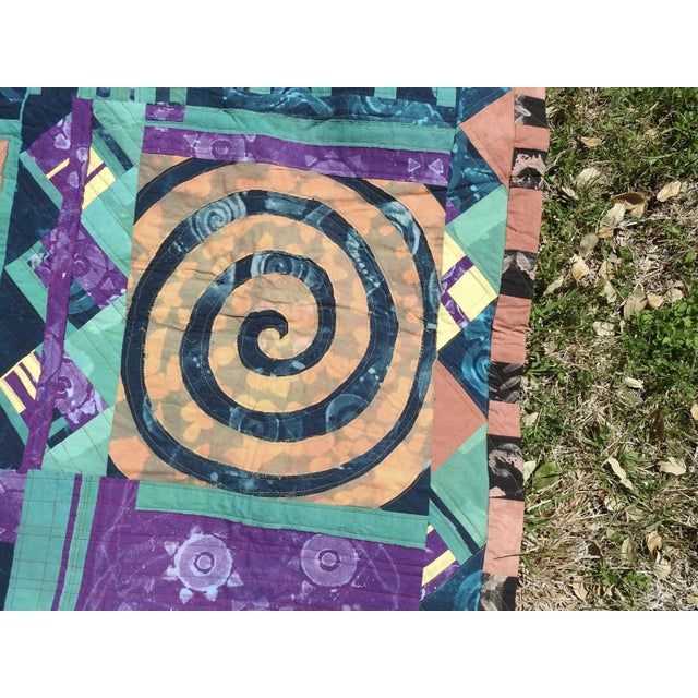 Contemporary Vintage Artist Made Abstract Art Quilt For Sale - Image 3 of 11