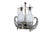Cruet with Silver Structure Cut Into the Shape of Nave with Two Cut Glass Cruets on Four Raised Feet and Silver Lid Support For Sale - Image 11 of 11