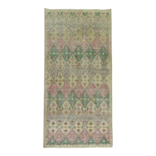Shabby Chic 20th Century Turkish Runner with Pink and Green Accent Colors - 3'3" x 7' For Sale