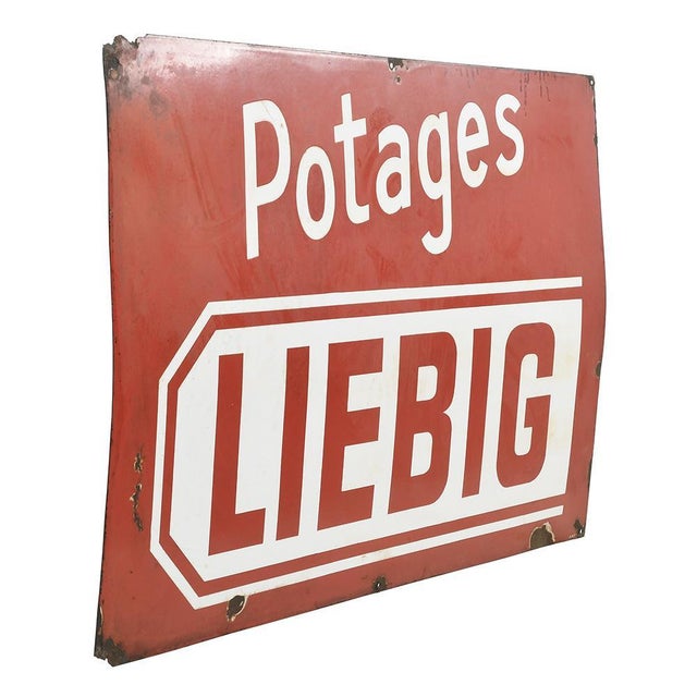 Enamelled advertising plaque of Liebig soups. This piece is designed in the style of the selected designer and/or...