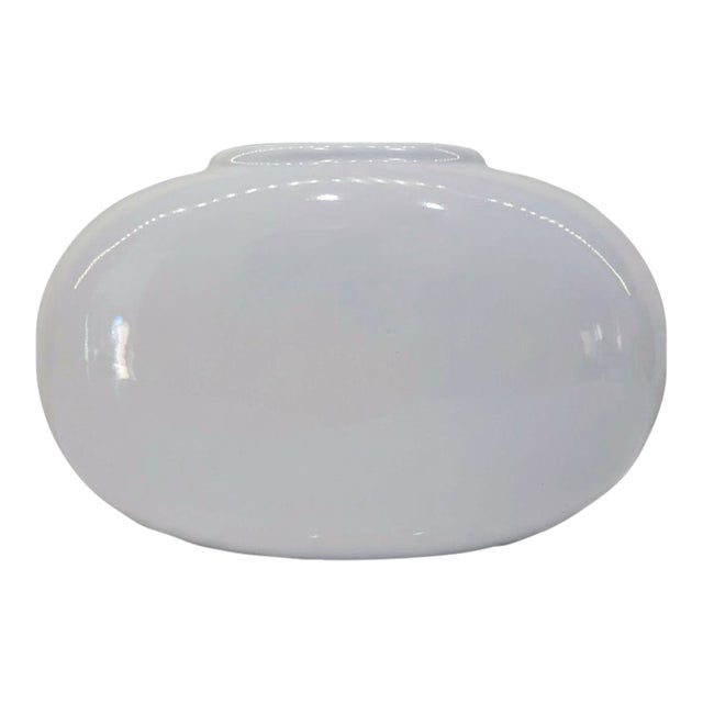 Vintage Haeger White Low Oval Vase For Sale