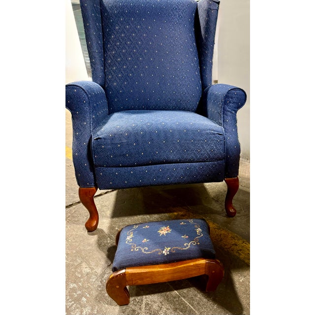 1980s Fireside Wingback Queen Anne Recliner For Sale - Image 10 of 11