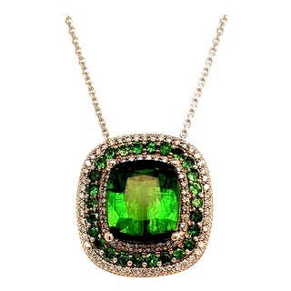 Diamond Tourmaline Garnet Pendant Necklace 9.13 TCW GIA Certified For Sale