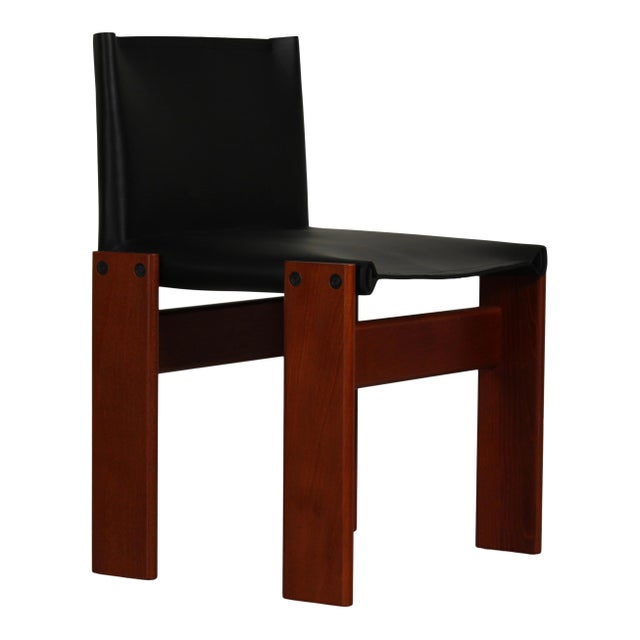 Vintage Monk Chairs in Black Leather and Mahogany by Afra & Tobia Scarpa for Molteni, 1973, Set of 8 For Sale - Image 18 of 18