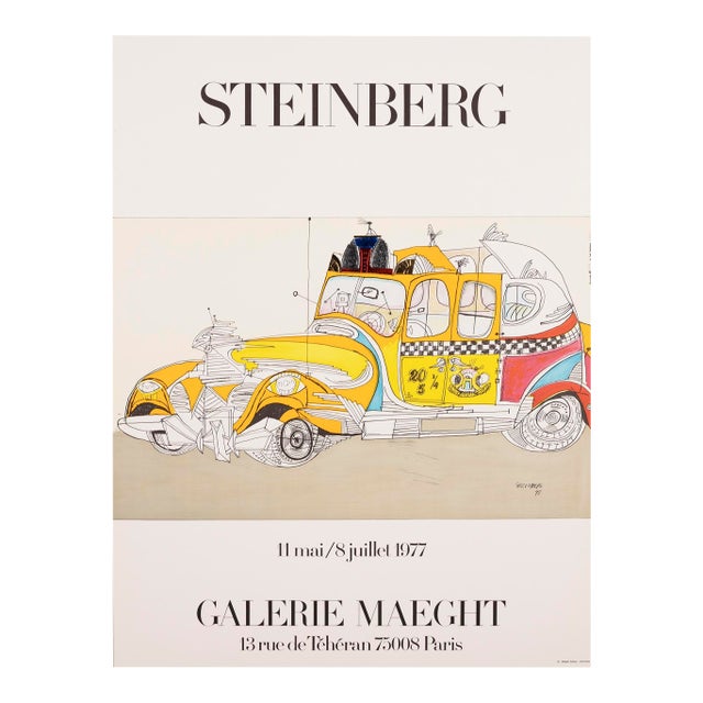 "Taxi" Saul Steinberg Exhibition Poster by Galerie Maeght For Sale
