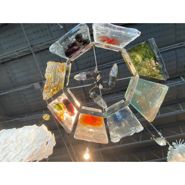 A.V. Mazzega Vintage Mid Century Murano Mazzega Colorful Round Italian Glass Chandelier For Sale - Image 4 of 13