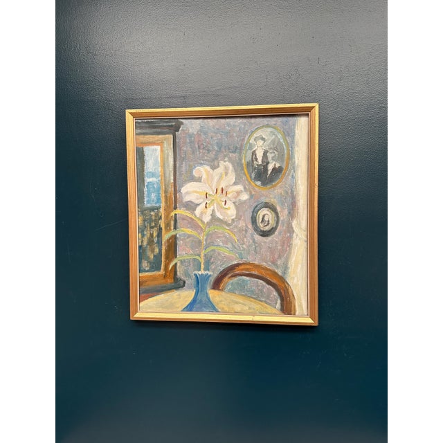 May Nicklasson, The White Lily, 1950s, Oil Painting on Panel, Framed For Sale - Image 5 of 12