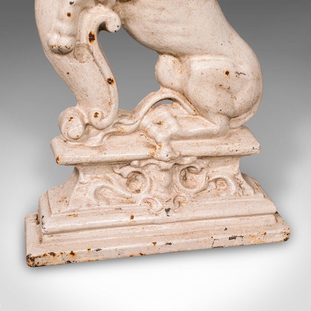 White Antique Heraldic Lion Doorstop, English, Cast Iron Door Keeper, Victorian, 1890 For Sale - Image 8 of 9