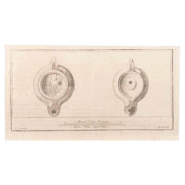 Vincenzo Campana, Oil Lamp, Etching, 18th Century For Sale