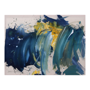 Contemporary Abstract Mixed Media on Raw Canvas "Night Kisses Day" by Daniela Schweinsberg