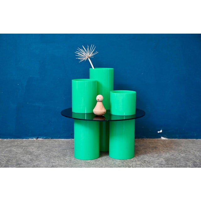 Pedestal Table in Green Acrylic Glass, 1980s For Sale - Image 11 of 11