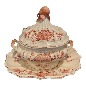 Vintage Italian Hand Painted Tureen With Underplate and Ladle