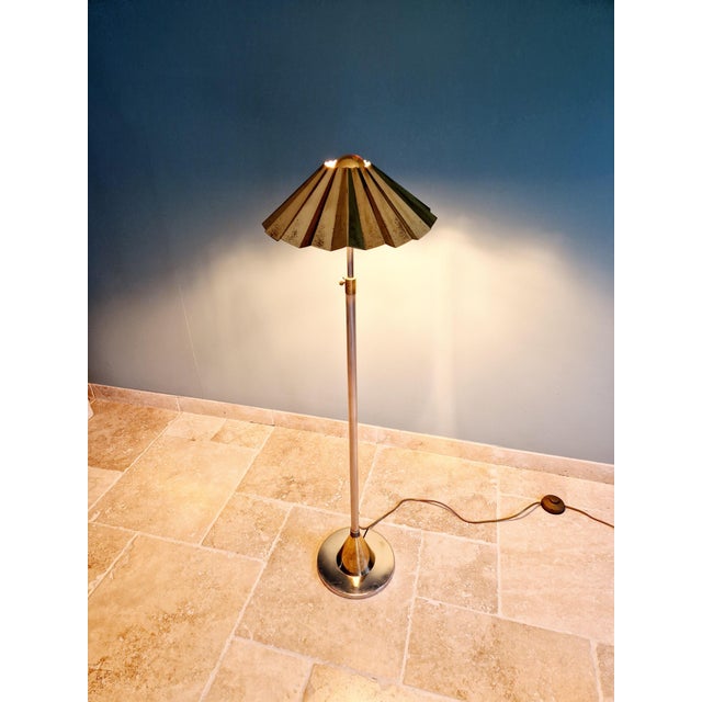 1970s Chrome-Plated Metal and Brass Floor Lamp, 1970s For Sale - Image 5 of 15