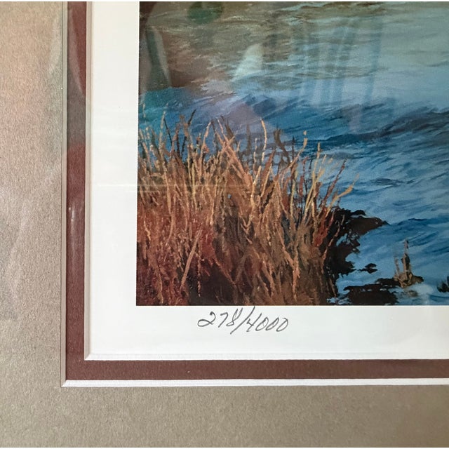 1980s Signed David Maas 1986 Limited Edition "Green-Winged Teal on the Platte" Matted & Framed 34.5"x26.5" for Ducks Unlimited For Sale - Image 5 of 9
