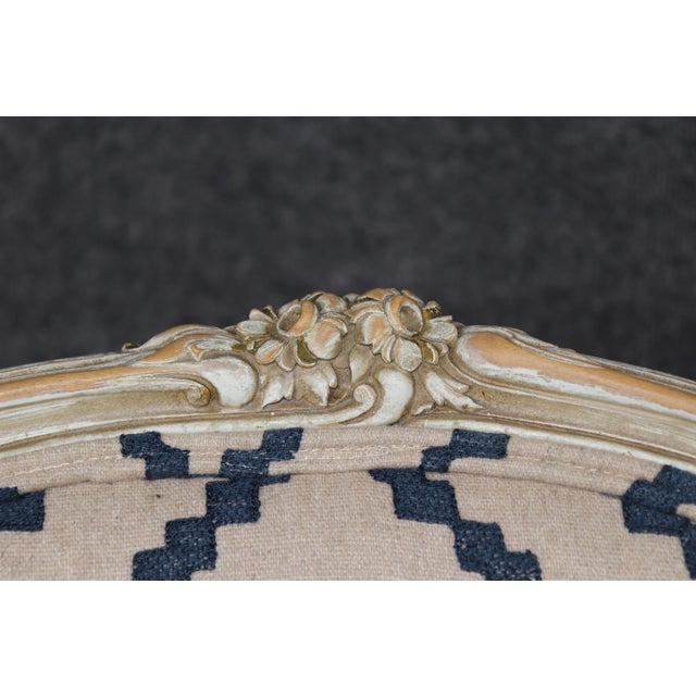 Antique White 19th C Pair Louis XV French Paint Decorated Style Distressed Painted Armchairs For Sale - Image 8 of 13