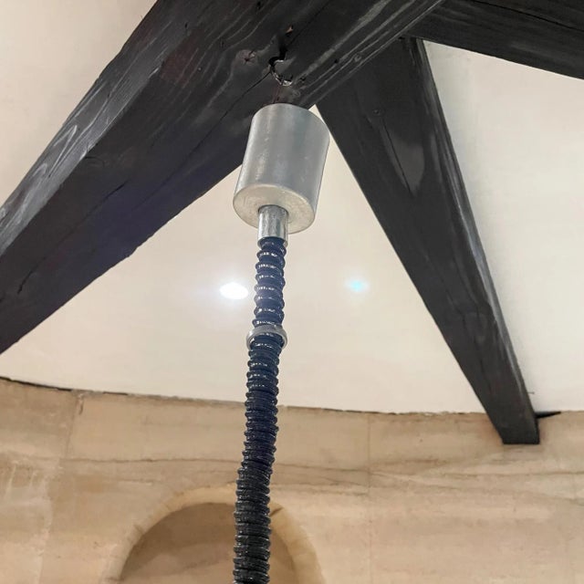 Mid-Century Modern 1970s French Aluminum Spiral Ceiling Pendant Twist Lamp Henri Mathieu France For Sale - Image 3 of 10