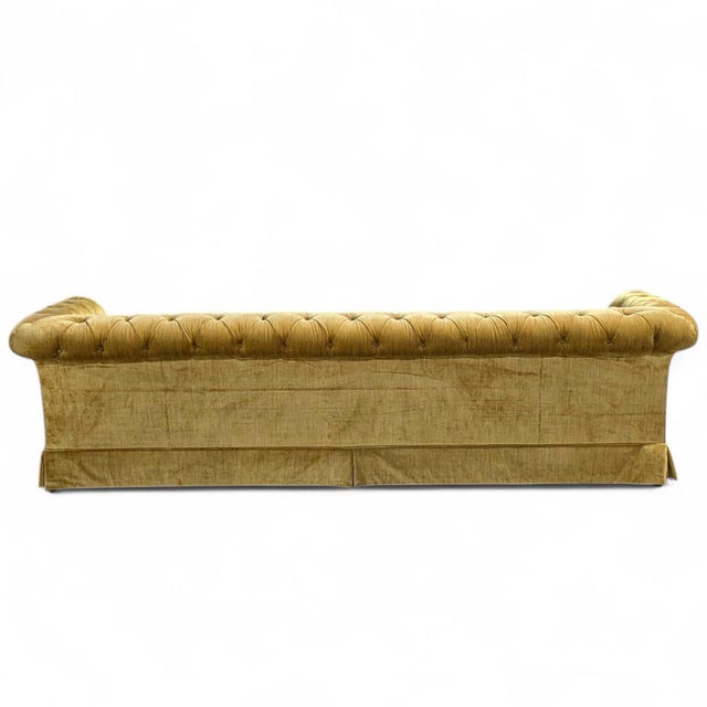 Textile Vintage Hollywood Regency Gold Velvet Tufted Sofa, Mid-Century For Sale - Image 7 of 16