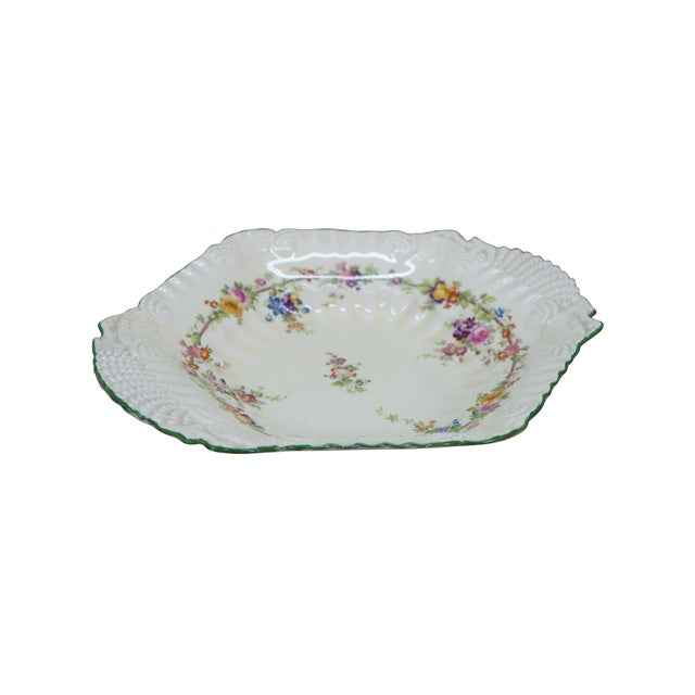 Rare antique Coalport Kingsware porcelain serving dish / bowl / platter / tray, beautifully decorated with vibrant, hand-...