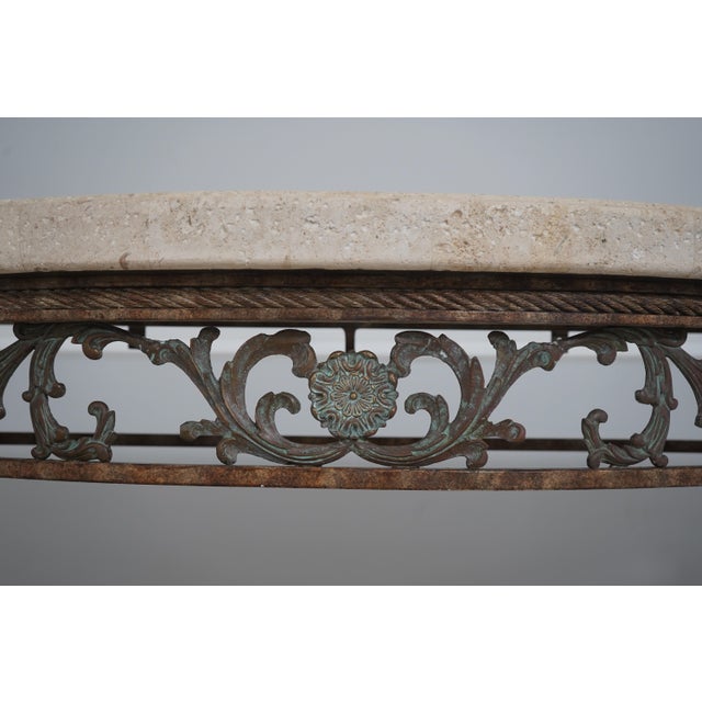 Maitland Smith Bronze Neoclassical Console Table W. Stone Top For Sale - Image 14 of 16