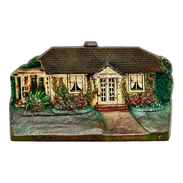 Rare & Hard to Find Antique American Cottage Cast Iron Doorstop by Cjo H L Judd Co. Circa 1920s For Sale