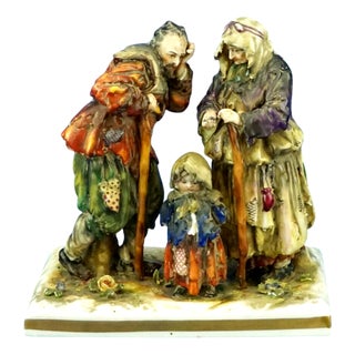 18th Century Porcelain Sculpture of a Beggars by Real Casa Ferdinandea Naples, Ginori Doccia, Italy For Sale