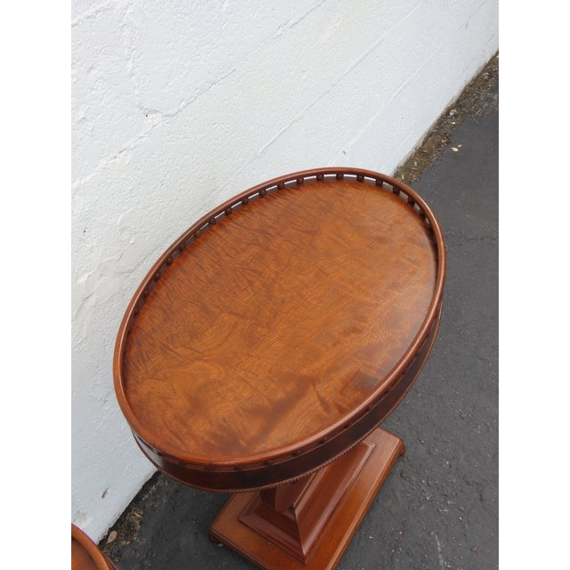 Wood Mahogany Harp Side End Tables a Pair 6665 For Sale - Image 7 of 16