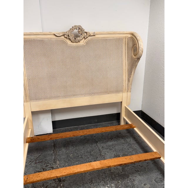 Late 20th Century Full Size French Louis XVI Style Caned Bed Frame, Vintage For Sale - Image 5 of 12