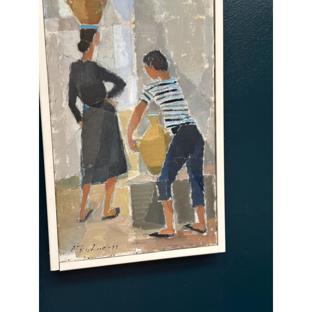 Dorothy Ruhne, Figures with Vessels, 1960s, Oil on Canvas, Framed For Sale - Image 7 of 12