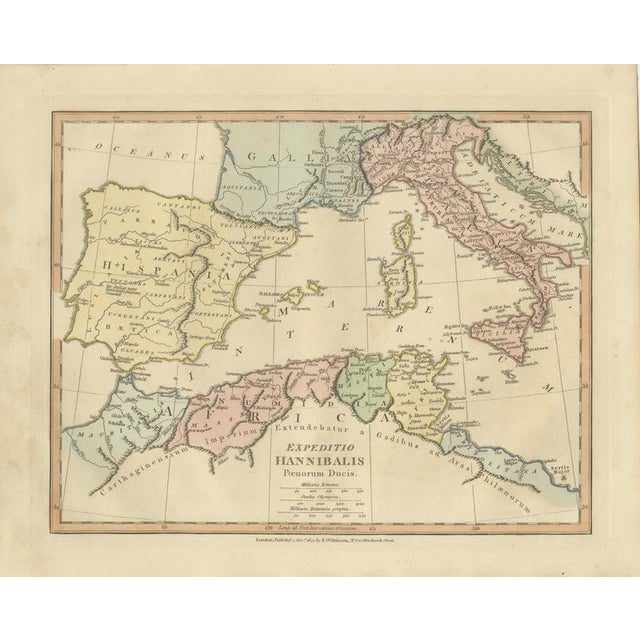 Hannibal's Campaign Map from Wilkinson, London, 1817 For Sale - Image 3 of 10