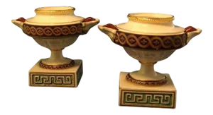 1790 Derby Porcelain Urn Form - a Pair