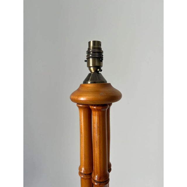 Mid-Century Faux Bamboo Turned Wooden Column Floor Lamp, Britain, 1980s For Sale - Image 9 of 10