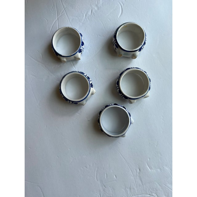 1980s Blue and White Napkin Rings For Sale - Image 5 of 5
